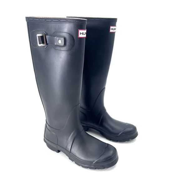 HUNTER Original Black Rubber Tall Rain Boots - Picture 4 of 7